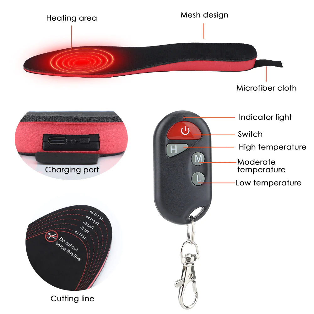 Rechargeable Heated Insoles – Customizable Warmth for Men & Women