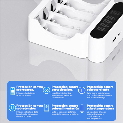 🔋 Cargador Universal y Juego de Baterías: Compatible con Baterías AA/AAA NiMH y de Litio – ¡Imprescindible para Cada Hogar! 🌟